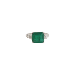 Emerald-Emerald Cut Diamond Ring 14K