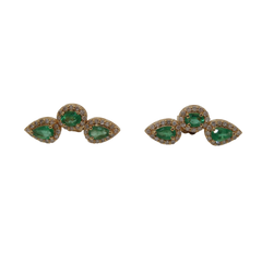 Triple Emerald Studs 14k