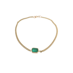 Emerald Bezel Gold Bracelet 14K