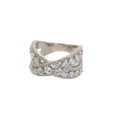 X Statement Silver Diamond Ring