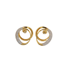 Double Round Gold Pave Studs
