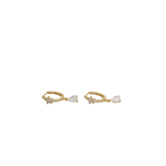 Pear Diamond Hanging Gold Hoops