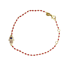 Lucky Hand Red Beaded Bracelet