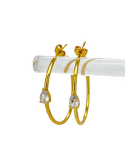 Pear Skinny Gold Hoops