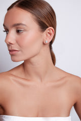 Flower Diamond Ilusion Stud 14k