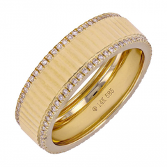 Diamond Flutted Gold Ring 14K