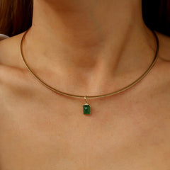 Emerald Bezel Gold Charm 14k