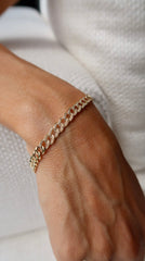 Yellow Gold Diamond Cuban Ling Bracelet 14k