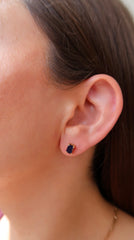 Emerald-Cut Sapphire Yellow Gold Studs 14k