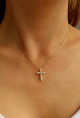 Zircon Cross Necklace (Gold & Silver)