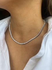 3 Prong Silver Tennis Necklace (2mm)