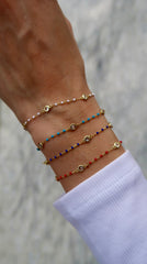 Beaded Skinny Gold Bracelet (Colors)