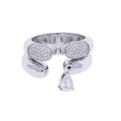 Stackable Chunky Pave and Pear Ring (gold & silver)