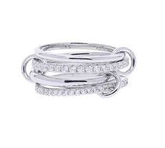 Spinelli Silver Pave and Plain Ring
