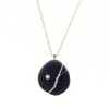 Black Stone with White Stripe and Diamonds Pendant