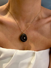 Curved Diamond Black Beach Pendant