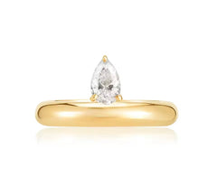 Inlaid Pear Shape Stone Gold Ring