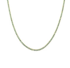 Gold Light Blue Mini Tennis Necklace