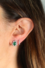 Emerald Pear Shape with Diamond Leafs Gold 14k