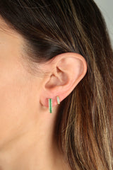 Emerald and Diamond Yellow Gold Hoop 18k