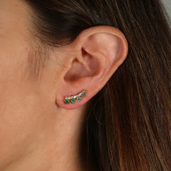 Emerald and Diamond Climbers Gold 14k