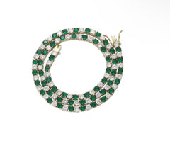 Emerald Mix Gold Tennis Necklace (4mm)