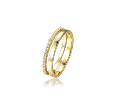 Double Line Pave and Bold Gold Ring