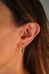 Emerald Black Halo Gold Hoop 14k