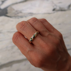 Gold Ring with Emerald and Diamond Stones 14k