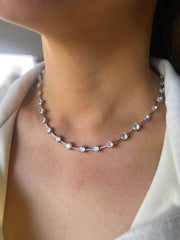 Round Stone and Chain Tennis Necklace (3mm-6mm)