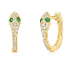 Diamond Pave Gold Snake with Emerald Eyes 14k