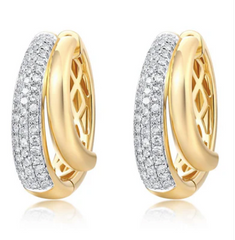 Diamond Pave Gold Hoops