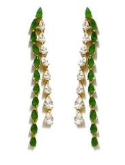Emerald & Clear Drops Long Earrings