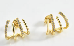 Double Pave Gold Cage Studs