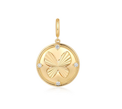 Butterfly Diamond Gold Charm 14k