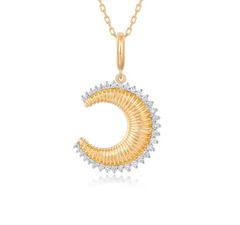 Flutted Half Moon Spike Diamond Gold Charm 14k