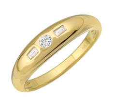 Gold Inlay Diamond and Baguette Ring 14k