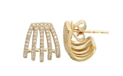 Yellow Gold Diamond Cage Lobe Studs 14k