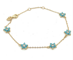 Flower Turquoise Gold Bracelet