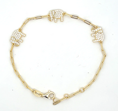 Elephant Pave Gold Chain Bracelet
