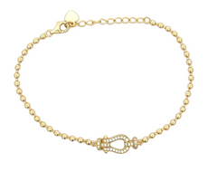 Pave Clasp Gold Bead Bracelet