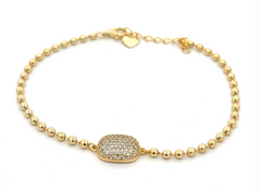 Pave Charm Gold Cut Bead Bracelet
