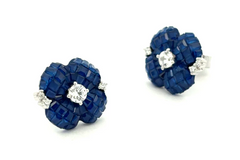 Sapphire Stone Flower Studs