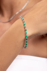 Emerald Pear Cut and Diamond Bracelet 14k