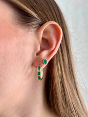 Emerald Stones Bold Gold Hoop