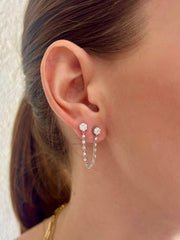 Emerald-Cut Emerald with Diamond Halo 14k Studs