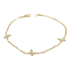 Butterfly Zircon Gold Skinny Bracelet