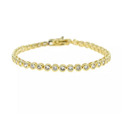 Gold Round Bezel Tennis Bracelet
