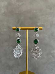 Long Leaf Emerald Earrings