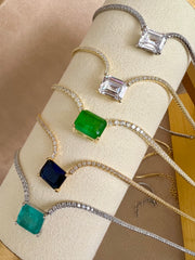 Formal Square Tennis Necklace